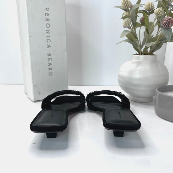 Veronica Beard Finlee Beaded Suede Slide Sandals Black Women’s US 7 M NWB - Picture 3 of 11